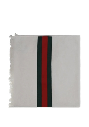 Gucci Terry stripe frayed scarf - White