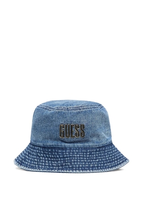 GUESS USA logo-plaque denim bucket hat - Blue