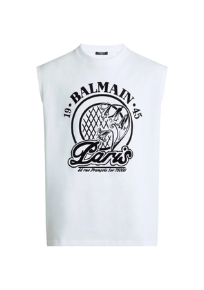 Balmain flocked Balmain Quilted tank top - White