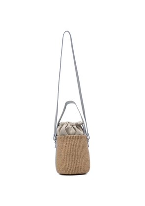Chloé logo-embroidered woven-paper shoulder bag - Neutrals
