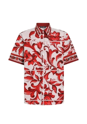 Dolce & Gabbana Majolica-print striped poplin Hawaii shirt - Red