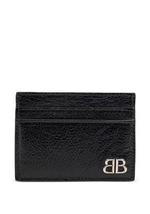 Balenciaga logo-plaque leather cardholder - Black