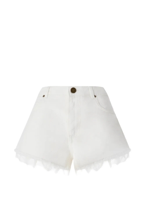 PINKO frayed-hem logo-embellished shorts - White