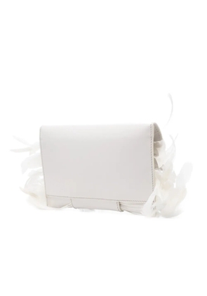 Patrizia Pepe feather-trim leather cross body bag - White