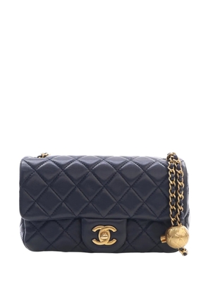 CHANEL Pre-Owned 2020 Mini Rectangular Classic Lambskin Pearl Crush Single Flap crossbody bag - Blue
