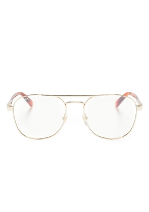 Gucci Eyewear logo-plaque pilot-frame glasses - Gold