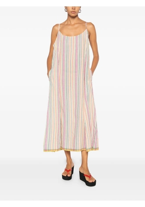 INJIRI vertical-stripe sleeveless midi dress - Neutrals