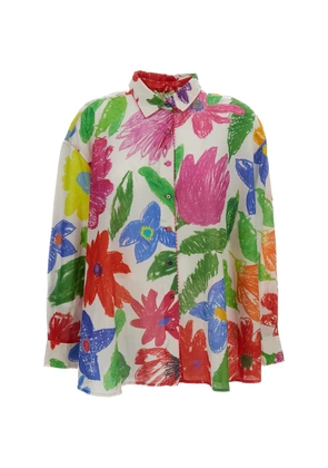 Pero floral-print organza shirt - White