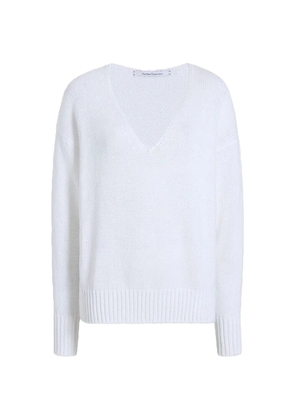 Another Tomorrow draped V-neck sweater - White