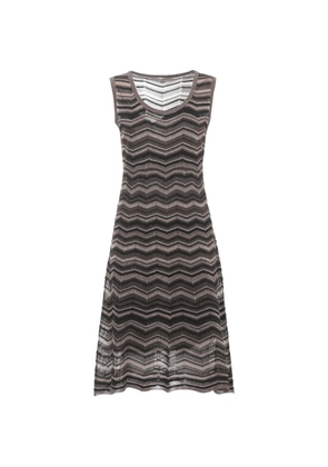D.Exterior chevron-knit sleeveless midi dress - Brown