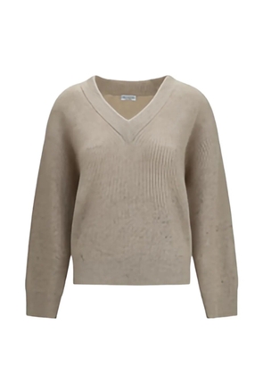 Brunello Cucinelli V-neck ribbed-knit sweater - Neutrals