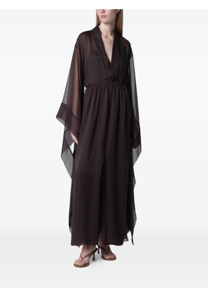 Alberta Ferretti sheer-sleeves maxi dress - Brown