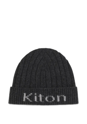 Kiton ribbed-knit logo-intarsia hat - Grey