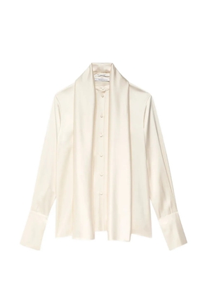 Another Tomorrow scarf-detail band-collar blouse - Neutrals
