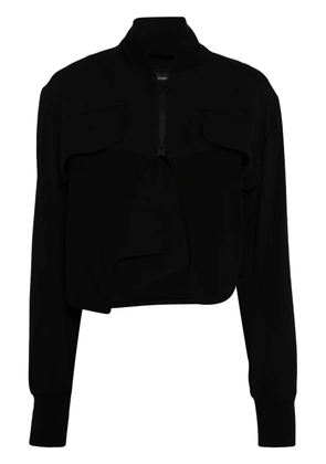 Yohji Yamamoto layered cropped bomber jacket - Black