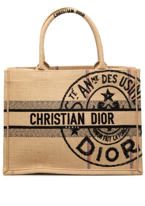 Christian Dior Pre-Owned 2022 Medium Jute Embroidered Book tote bag - Neutrals