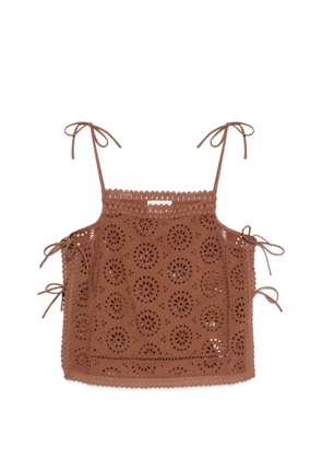 MC2 Saint Barth Stephie broderi-anglaise tie-fastening top - Brown