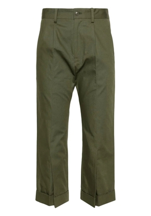Yohji Yamamoto cropped cotton chino trousers - Green