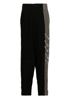 Yohji Yamamoto two-tone linen trousers - Black