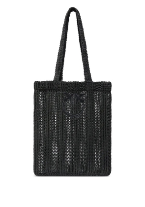 PINKO Love Birds-embroidered tote bag - Black