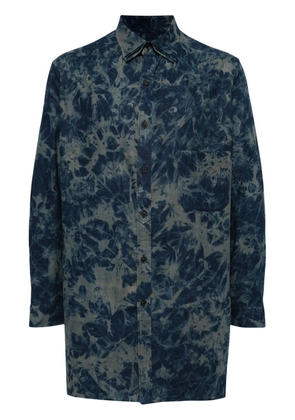 Yohji Yamamoto sheeting ink triple collar shirt - Blue