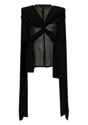 Yohji Yamamoto semi-sheer cotton-silk top - Black