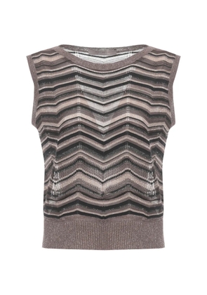 D.Exterior chevron-knit sleeveless sweater - Brown