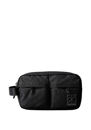 Calvin Klein logo-jacquard wash bag - Black