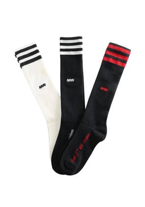adidas logo-embroidered striped socks - White