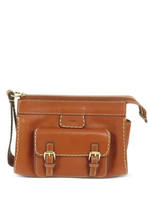 Chloé Pre-Owned Edith buckle-details calfskin clutch bag - Brown