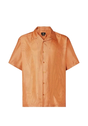 FENDI logo-stripe silk shirt - Orange