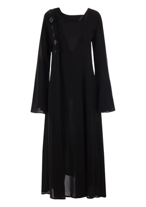 Yohji Yamamoto embroidered crede de chine dress - Black