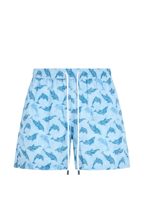 Fedeli marine-pattern swim shorts - Blue