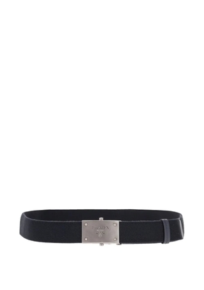 Prada logo-plaque woven belt - Blue