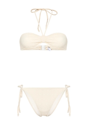 Lisa Marie Fernandez seersucker bandeau bikini - Neutrals