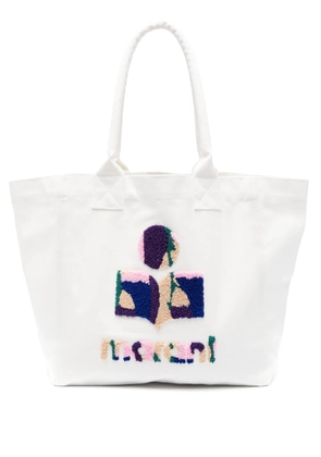 ISABEL MARANT logo-flocked cotton tote bag - White