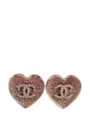 CHANEL Pre-Owned CC heart earrings - Gold