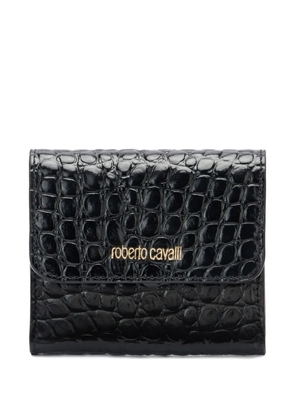 Roberto Cavalli croc-effect logo-lettering card holder - Black