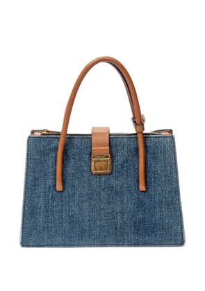 Miu Miu Pre-Owned push-lock denim tote bag - Blue