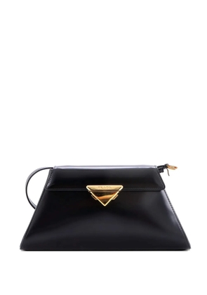 Prada Pre-Owned Trapezoid Flap Brushed Leather shoulder bag - Black