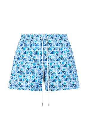 Fedeli geometric-print drawstring swim shorts - Blue