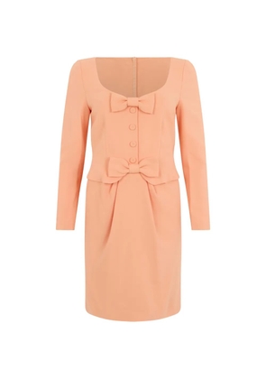 Moschino bow-detail long-sleeve mini dress - Orange