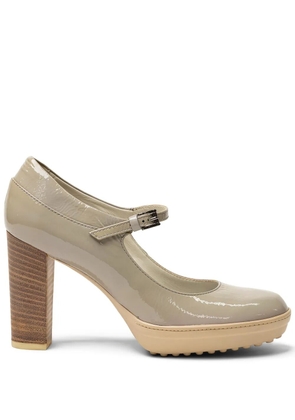 Tod's block-heel buckle-strap heeled pumps - Neutrals