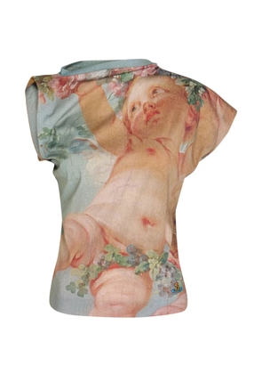 Vivienne Westwood cherub-print draped top - Neutrals