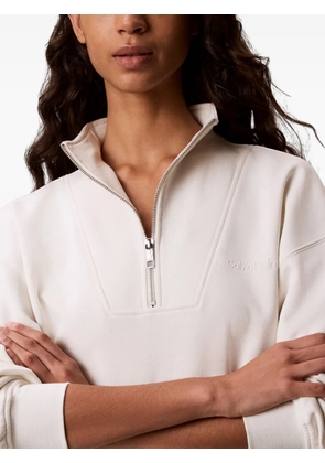 Calvin Klein quarter-zip logo-embroidered sweatshirt - White