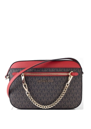 Michael Kors large Jet Set monogram-pattern cross body bag - Brown