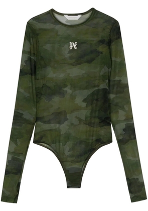 Palm Angels embroidery-logo camouflage bodysuit - Green
