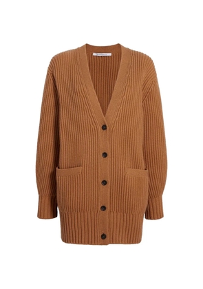 Another Tomorrow ribbed-knit cashmere cardigan - Brown