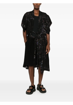 Yohji Yamamoto belted-fastening coat - Black