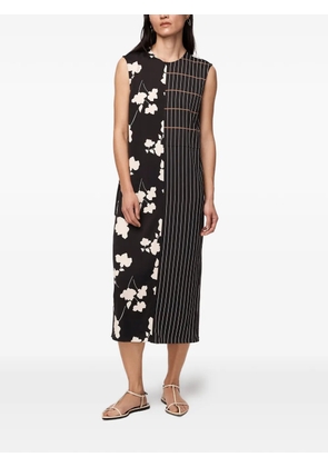 Another Tomorrow floral-print pinstripe dress - Black